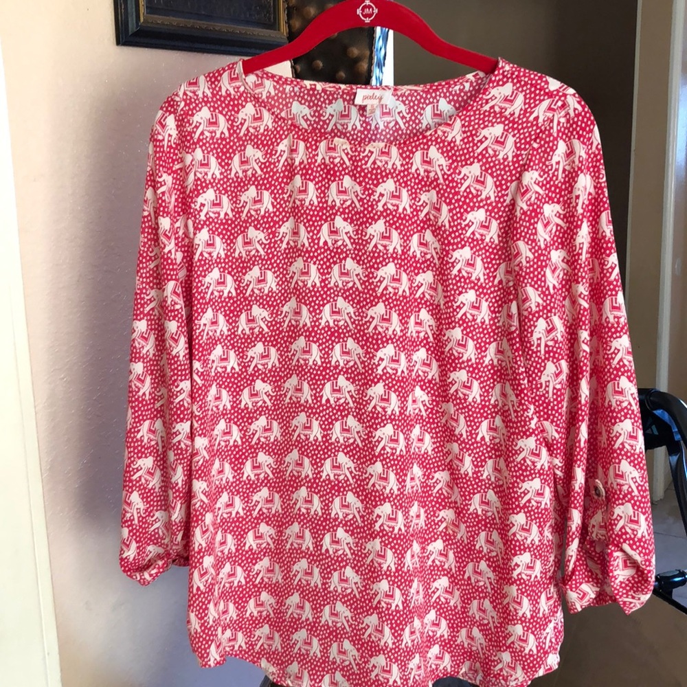 Pixley pink and white elephant blouse, Size S
